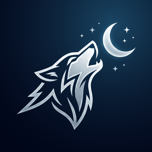 The Wolf Alone app icon: a wolf howling at a crescent moon